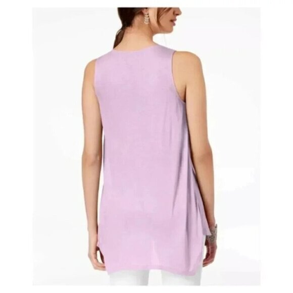 INC Purple V-neck Handkerchief Hem Tunic Tank Top NWT Small - Picture 3 of 7
